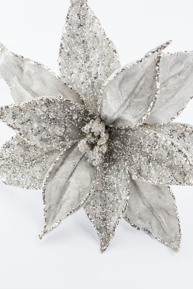 Artificial Platinum Poinsettia Stem - 20" - Greenery MarketArtificial Flowers283337