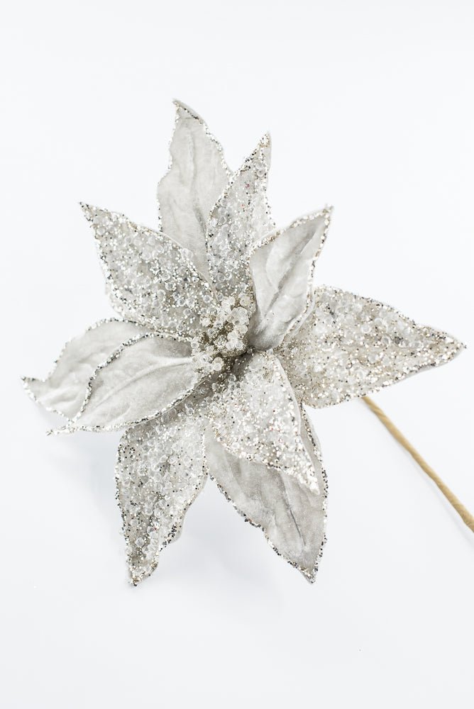Artificial Platinum Poinsettia Stem - 20" - Greenery MarketArtificial Flowers283337