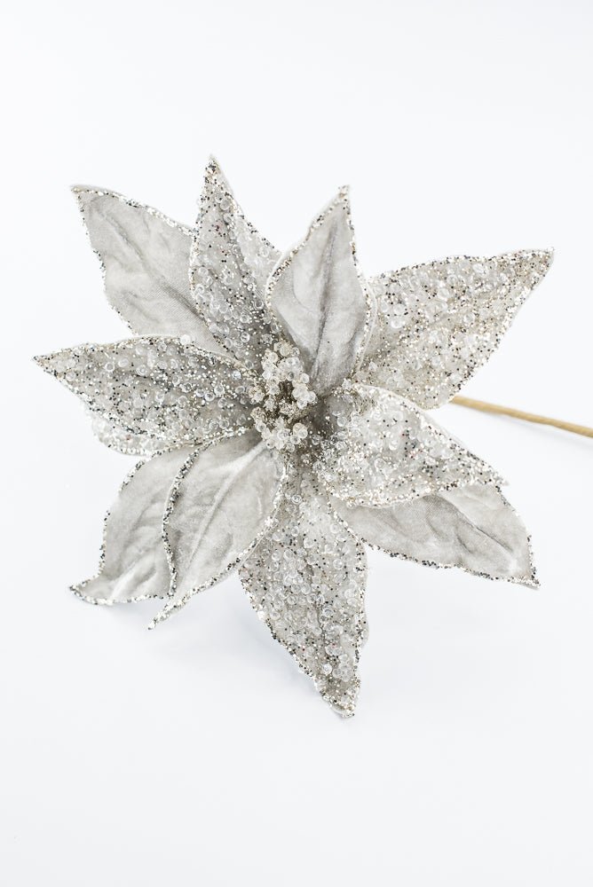 Artificial Platinum Poinsettia Stem - 20" - Greenery MarketArtificial Flowers283337