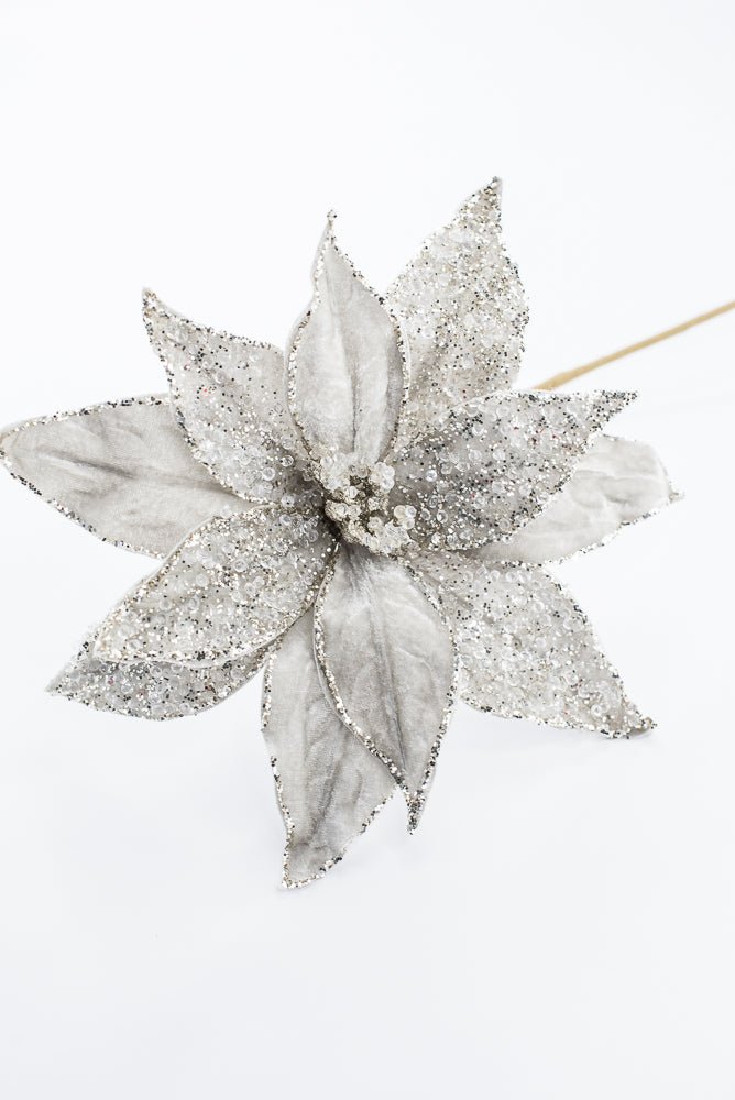 Artificial Platinum Poinsettia Stem - 20" - Greenery MarketArtificial Flowers283337