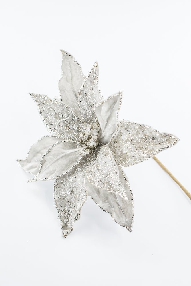 Artificial Platinum Poinsettia Stem - 20" - Greenery MarketArtificial Flowers283337