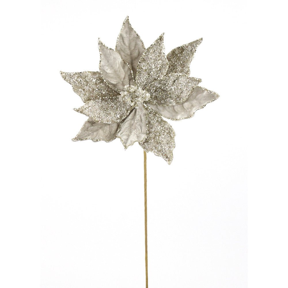 Artificial Platinum Poinsettia Stem - 20" - Greenery MarketArtificial Flowers283337
