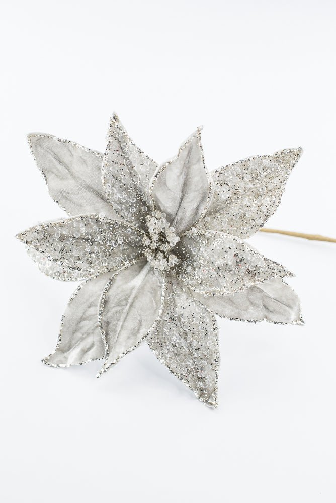 Artificial Platinum Poinsettia Stem - 20" - Greenery MarketArtificial Flowers283337