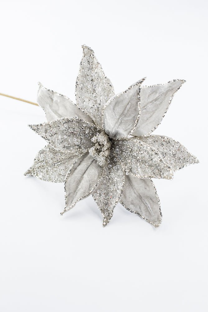 Artificial Platinum Poinsettia Stem - 20" - Greenery MarketArtificial Flowers283337