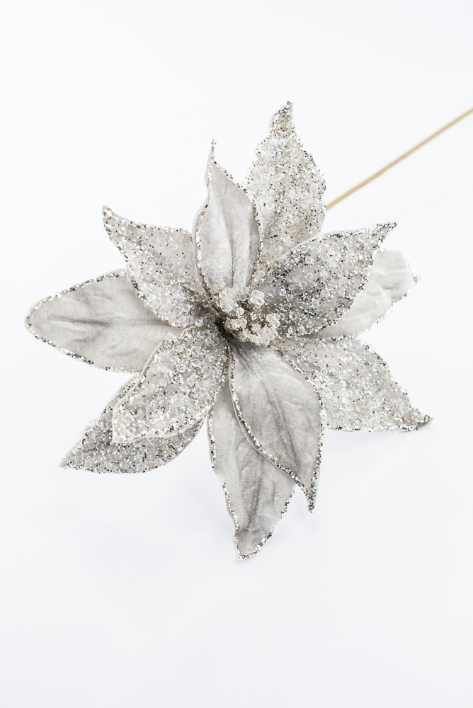 Artificial Platinum Poinsettia Stem - 20" - Greenery MarketArtificial Flowers283337