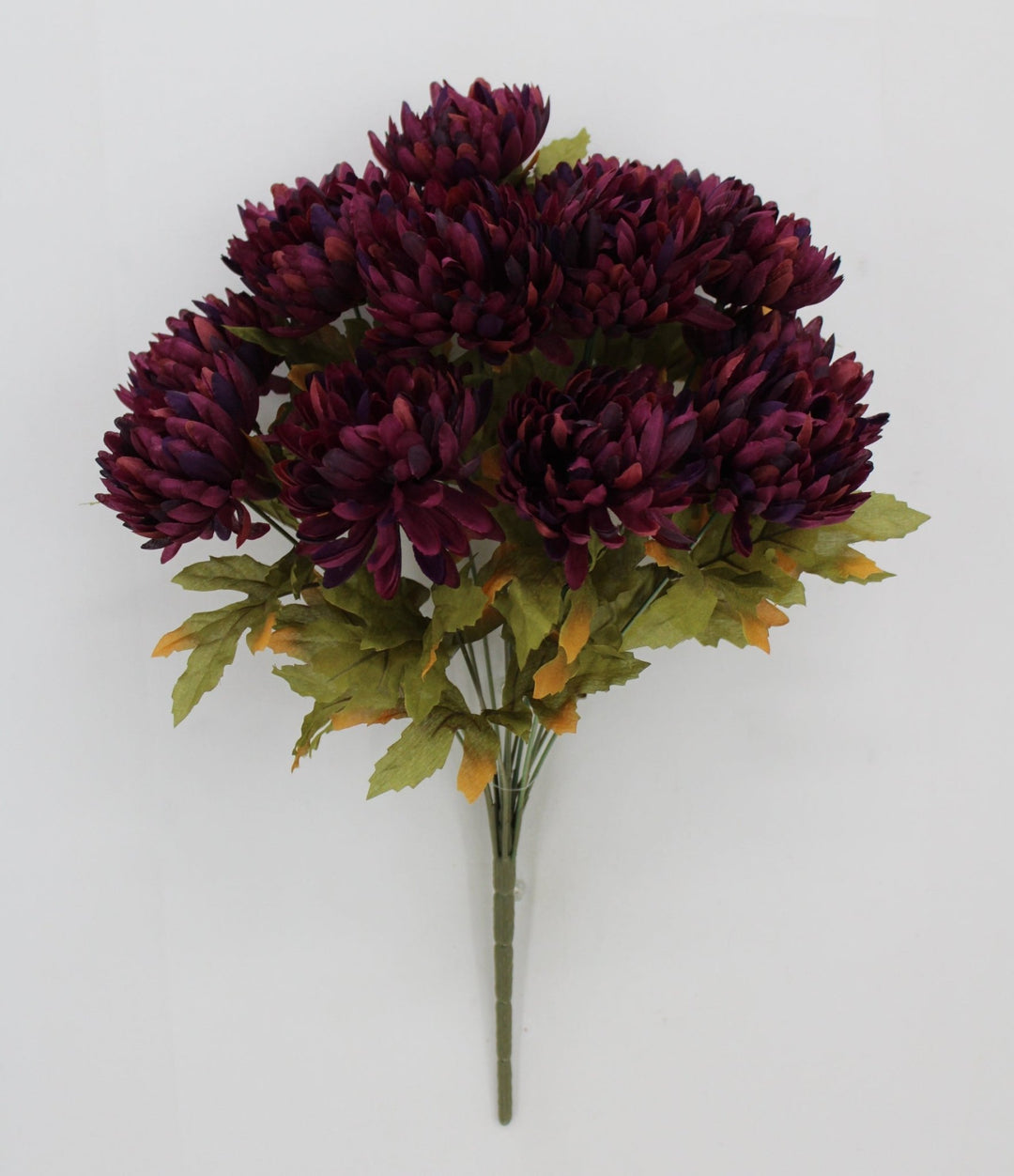 Artificial Purple Burgundy Ball Mum Bush - 19" - Greenery MarketArtificial Flora85889-PU
