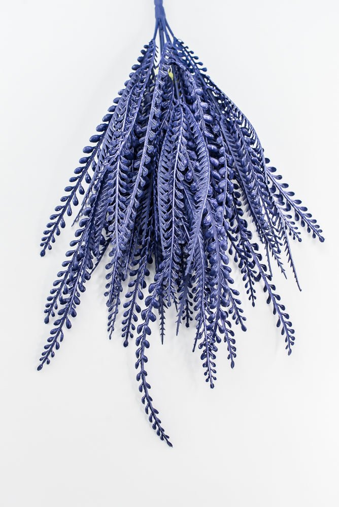 Artificial, Purple, Button Leaves & Sword Fern Bush - 19" - Greenery MarketArtificial Flora57495PU