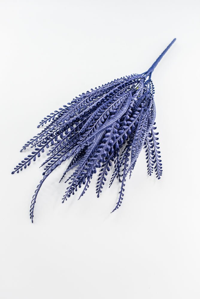 Artificial, Purple, Button Leaves & Sword Fern Bush - 19" - Greenery MarketArtificial Flora57495PU