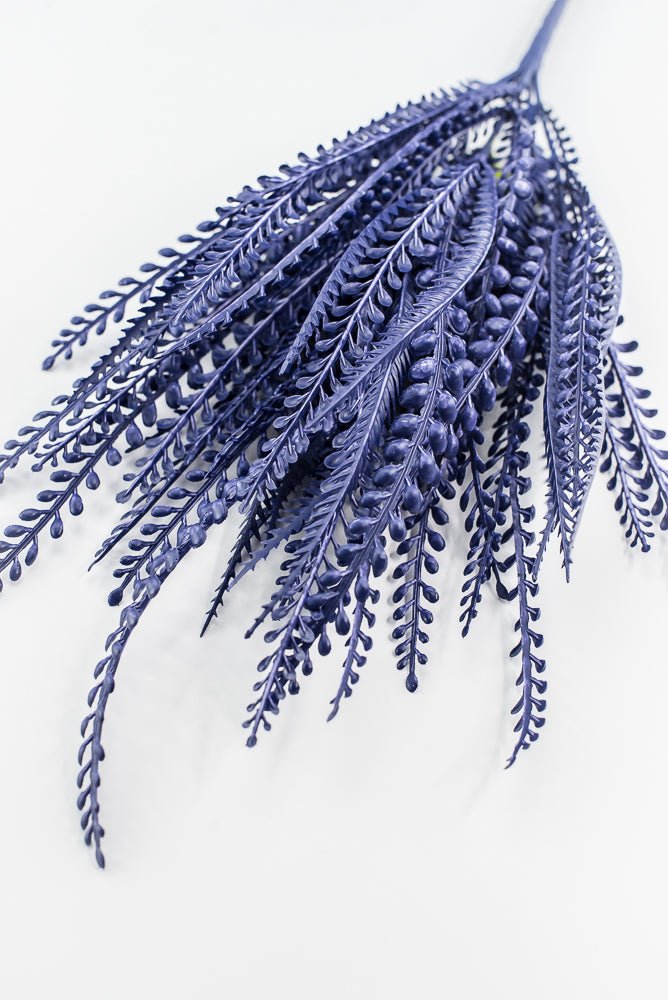 Artificial, Purple, Button Leaves & Sword Fern Bush - 19" - Greenery MarketArtificial Flora57495PU
