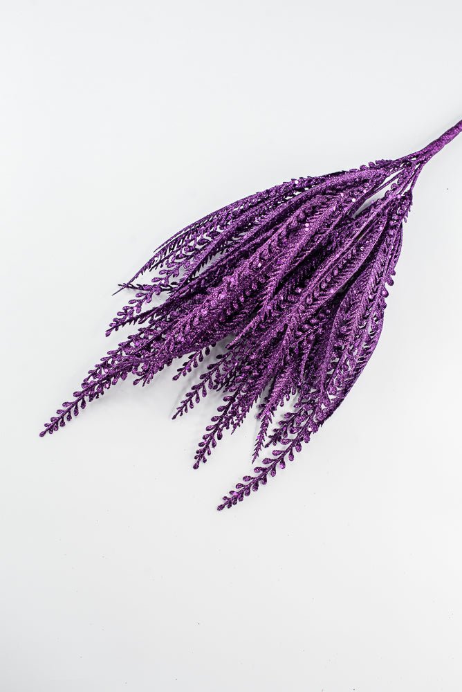 Artificial Purple Glitter Button Leaves Bush - 19" - Greenery MarketArtificial Flora57484PU