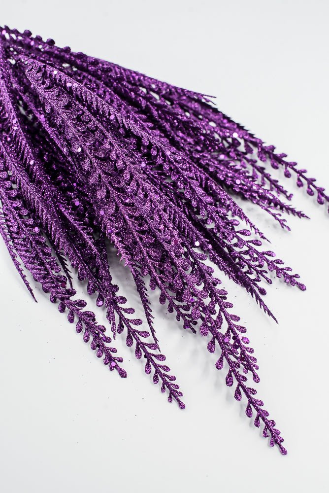 Artificial Purple Glitter Button Leaves Bush - 19" - Greenery MarketArtificial Flora57484PU