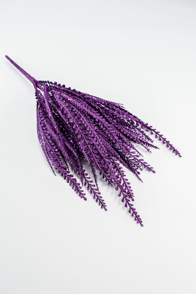 Artificial Purple Glitter Button Leaves Bush - 19" - Greenery MarketArtificial Flora57484PU