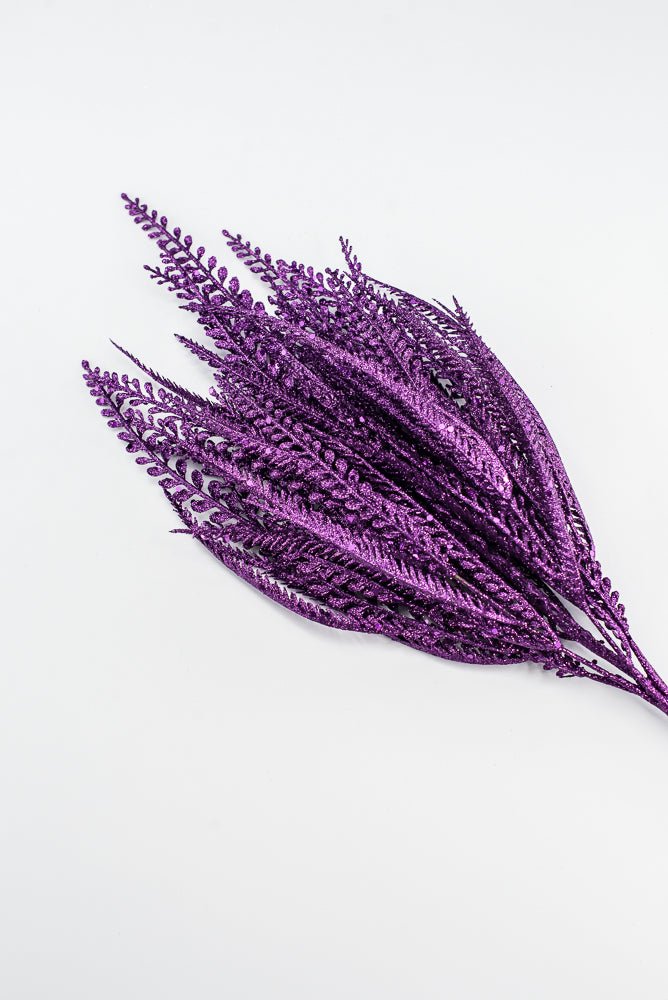 Artificial Purple Glitter Button Leaves Bush - 19" - Greenery MarketArtificial Flora57484PU