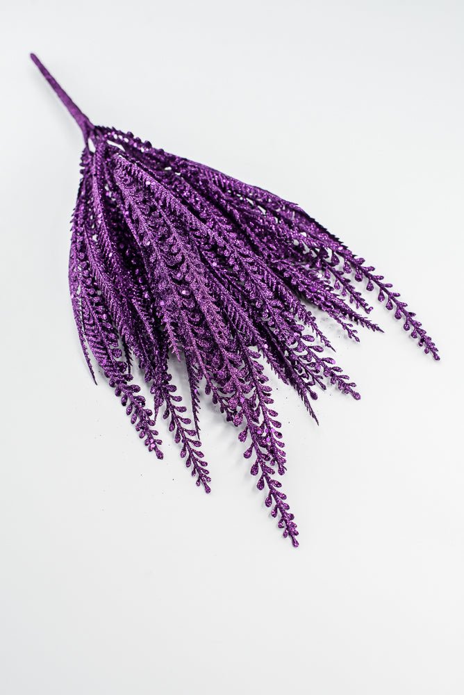 Artificial Purple Glitter Button Leaves Bush - 19" - Greenery MarketArtificial Flora57484PU