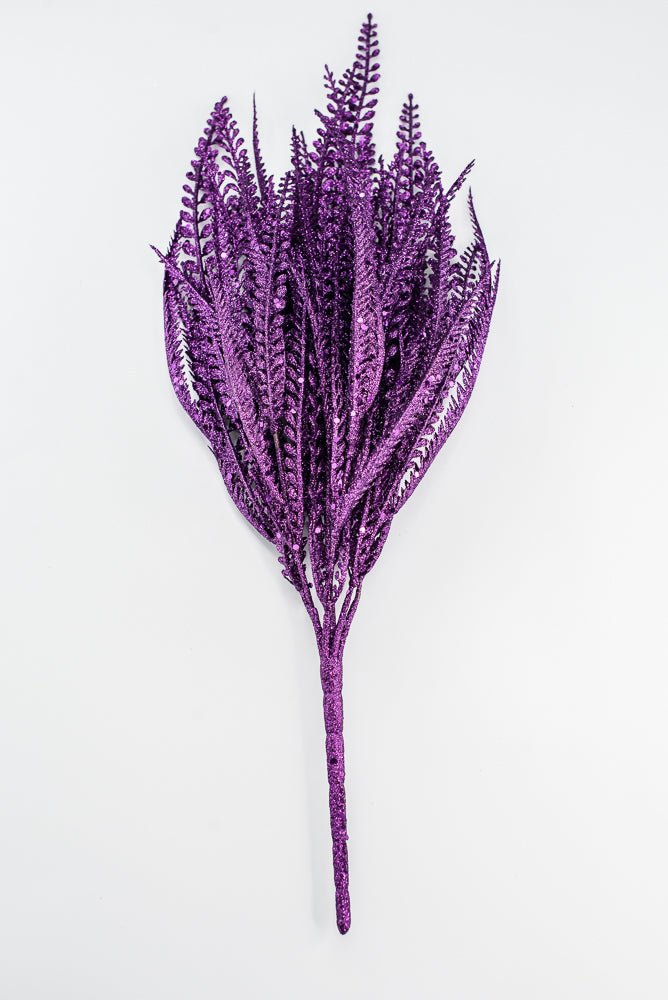 Artificial Purple Glitter Button Leaves Bush - 19" - Greenery MarketArtificial Flora57484PU
