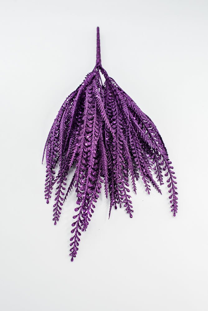 Artificial Purple Glitter Button Leaves Bush - 19" - Greenery MarketArtificial Flora57484PU