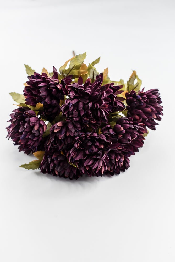 Artificial Purple Plum Ball Mum Bush - 19" - Greenery MarketArtificial Flora85889-PU