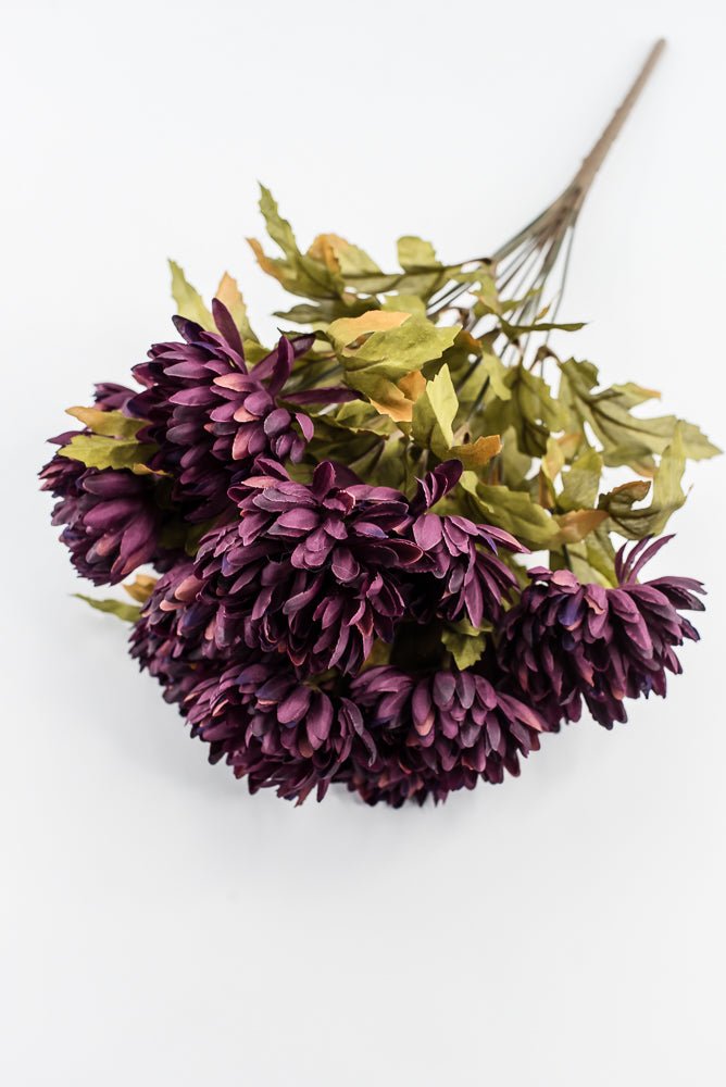 Artificial Purple Plum Ball Mum Bush - 19" - Greenery MarketArtificial Flora85889-PU