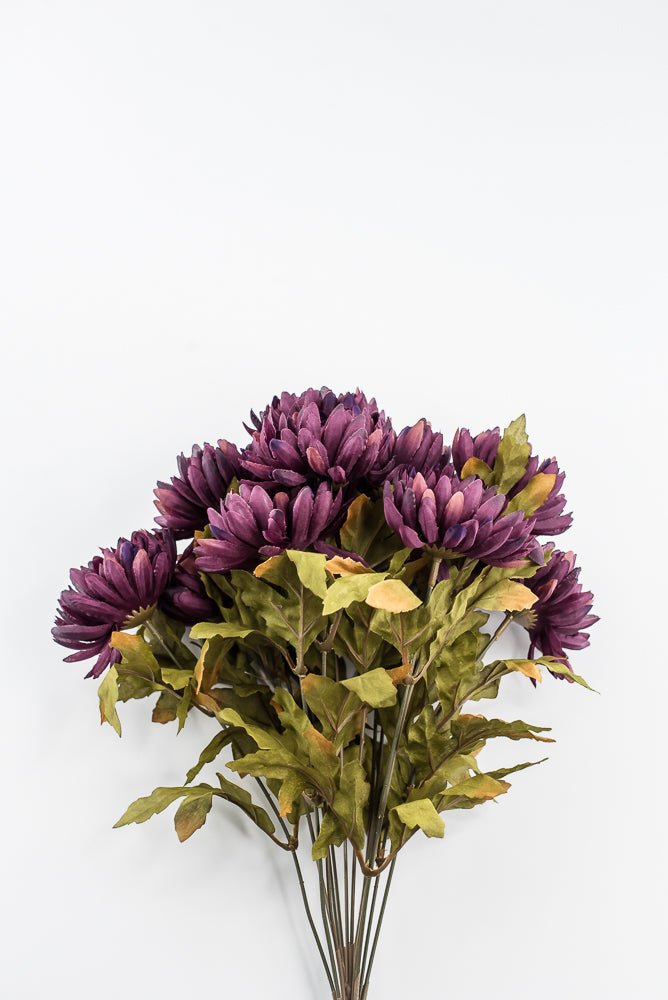 Artificial Purple Plum Ball Mum Bush - 19" - Greenery MarketArtificial Flora85889-PU