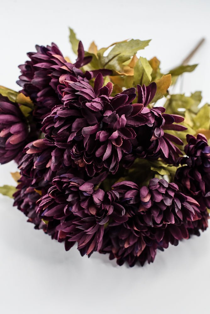 Artificial Purple Plum Ball Mum Bush - 19" - Greenery MarketArtificial Flora85889-PU