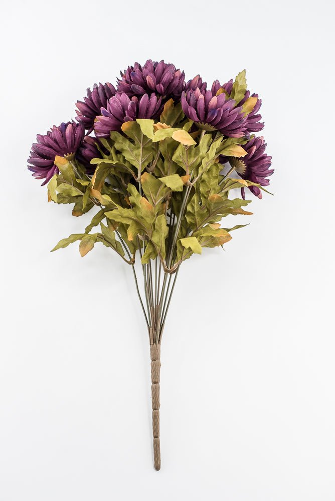 Artificial Purple Plum Ball Mum Bush - 19" - Greenery MarketArtificial Flora85889-PU