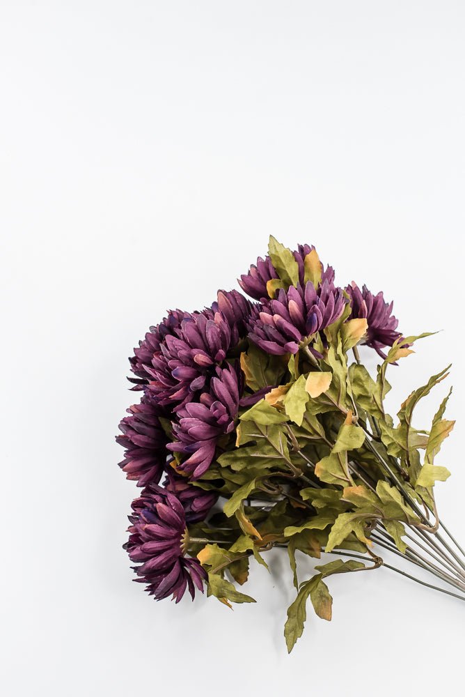 Artificial Purple Plum Ball Mum Bush - 19" - Greenery MarketArtificial Flora85889-PU
