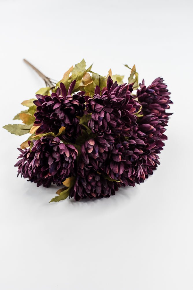 Artificial Purple Plum Ball Mum Bush - 19" - Greenery MarketArtificial Flora85889-PU