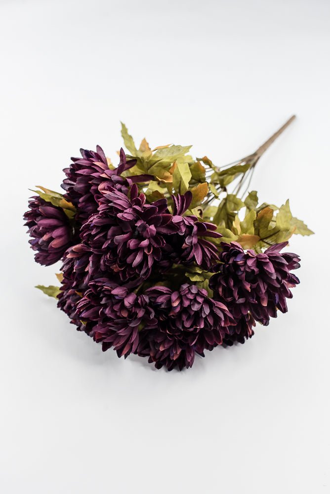 Artificial Purple Plum Ball Mum Bush - 19" - Greenery MarketArtificial Flora85889-PU