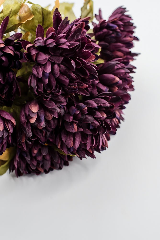 Artificial Purple Plum Ball Mum Bush - 19" - Greenery MarketArtificial Flora85889-PU