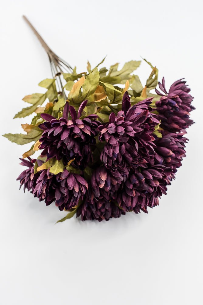 Artificial Purple Plum Ball Mum Bush - 19" - Greenery MarketArtificial Flora85889-PU