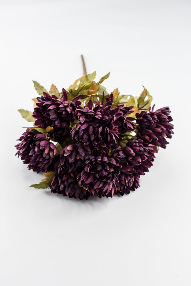 Artificial Purple Plum Ball Mum Bush - 19" - Greenery MarketArtificial Flora85889-PU