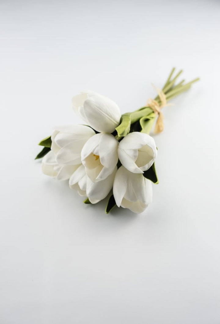 Artificial real touch tulips bundle - white - Greenery Marketartificial flowers27703