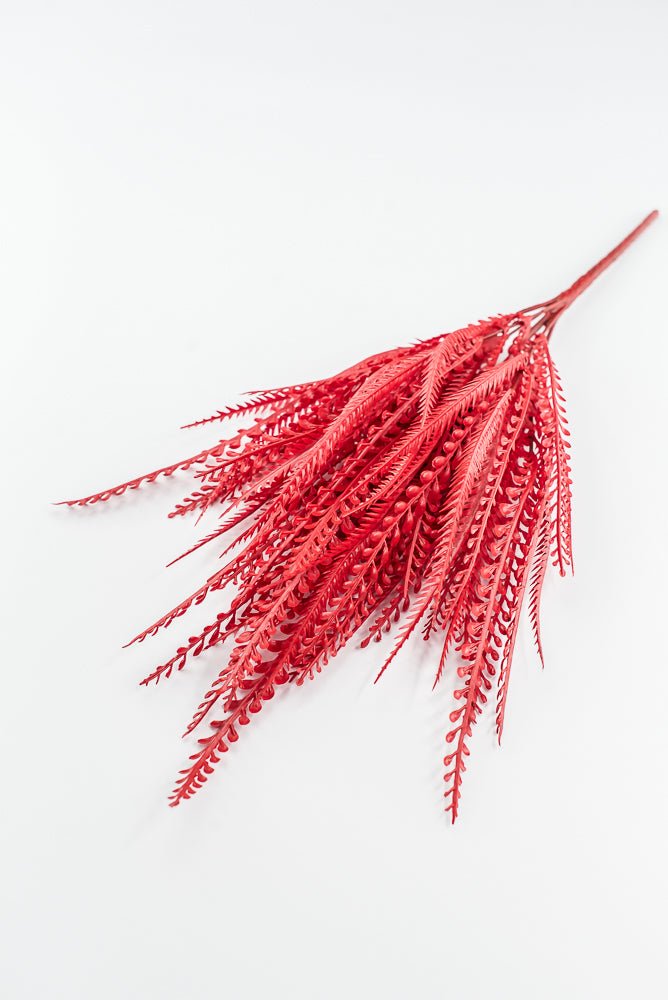 Artificial, Red Button & Sword Fern Leaves Bush - 19" - Greenery MarketArtificial Flora57495RD