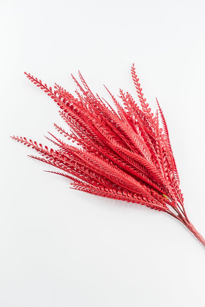 Artificial, Red Button & Sword Fern Leaves Bush - 19" - Greenery MarketArtificial Flora57495RD