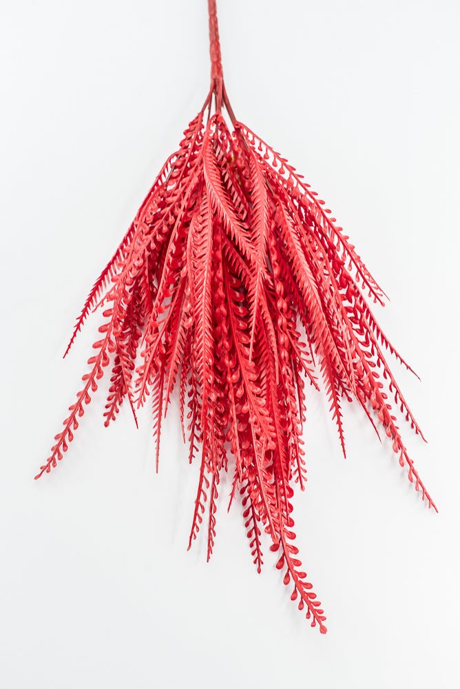 Artificial, Red Button & Sword Fern Leaves Bush - 19" - Greenery MarketArtificial Flora57495RD