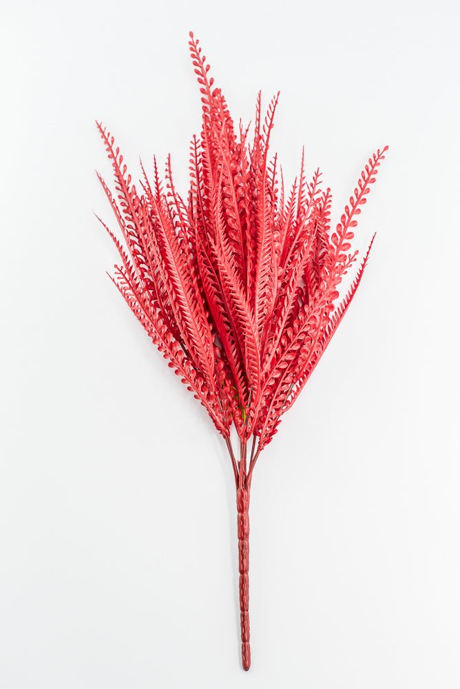 Artificial, Red Button & Sword Fern Leaves Bush - 19" - Greenery MarketArtificial Flora57495RD