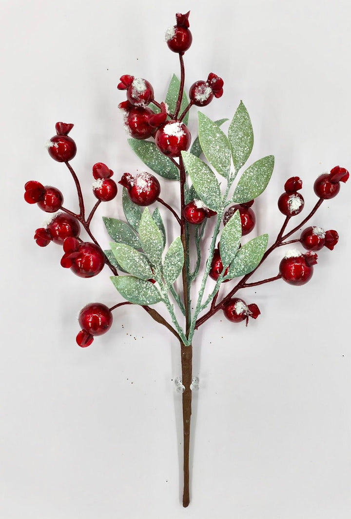Artificial, Red, Crabapple Berry & Leaves Pick - Greenery Market85107