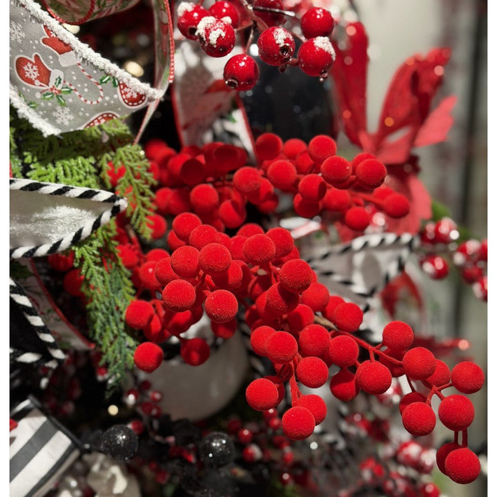 Artificial Red Flocked Berry Spray - 33" - Greenery MarketArtificial Flowers276750