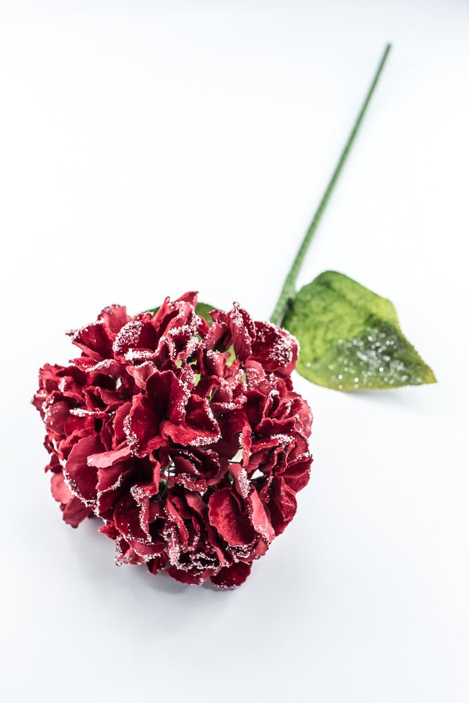 Artificial Red Frosted Hydrangea Stem - 26" - Greenery MarketArtificial Flowers235017