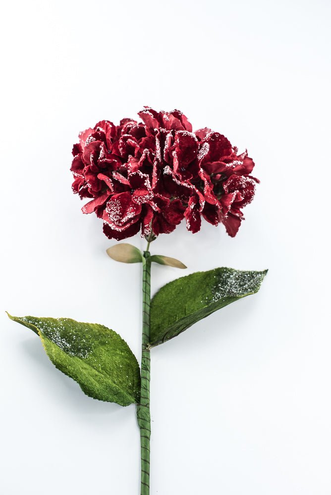Artificial Red Frosted Hydrangea Stem - 26" - Greenery MarketArtificial Flowers235017