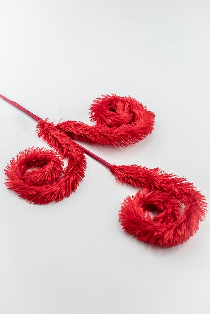 Artificial Red Furry Curly Spray - 28" - Greenery Market85922RD