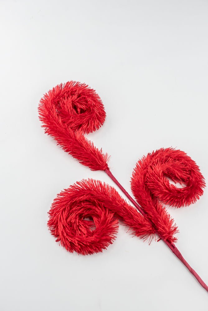 Artificial Red Furry Curly Spray - 28" - Greenery Market85922RD