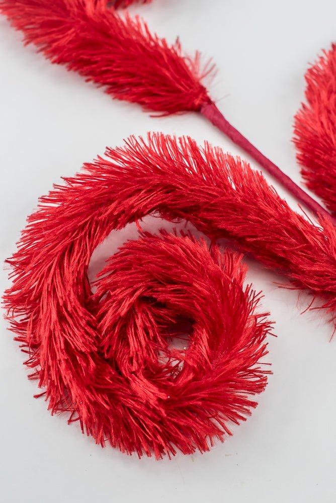 Artificial Red Furry Curly Spray - 28" - Greenery Market85922RD