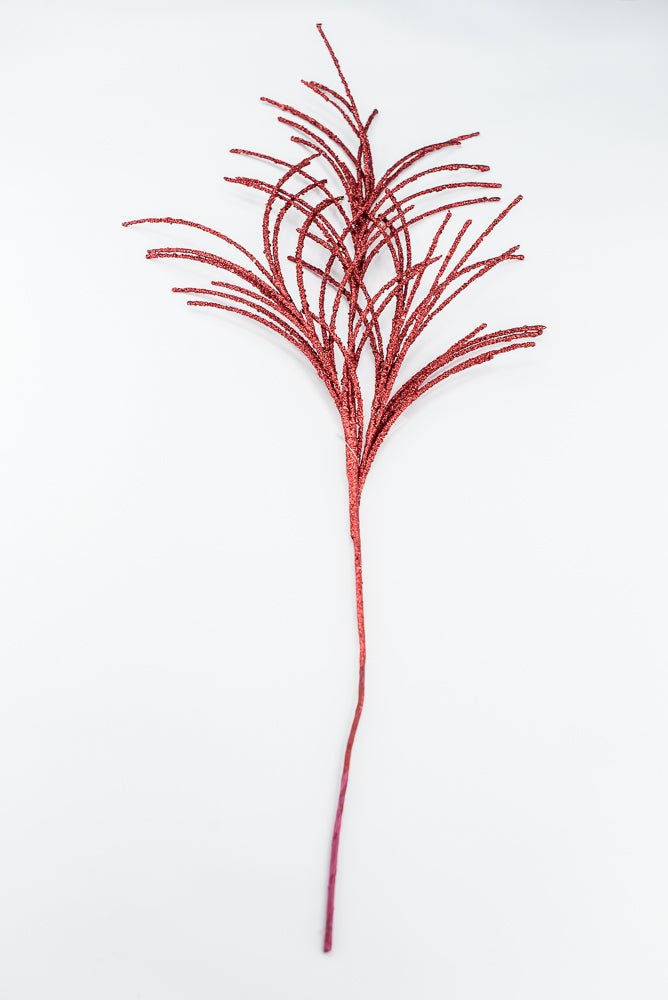 Artificial Red Glitter Grass Spray - 33" - Greenery MarketArtificial Flora65851-RD
