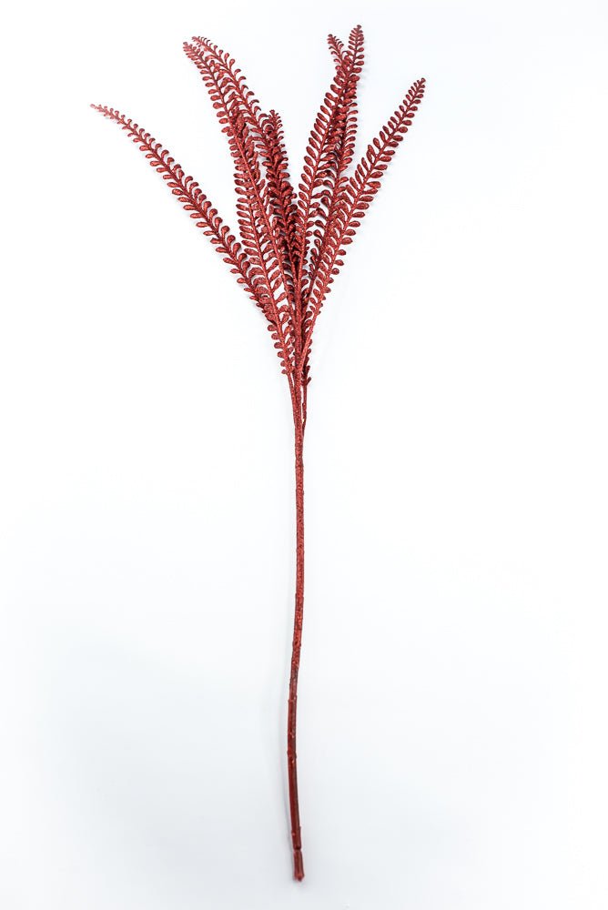 Artificial Red Glitter Leaves Spray - 33" - Greenery MarketSeasonal & Holiday Decorations86890RD