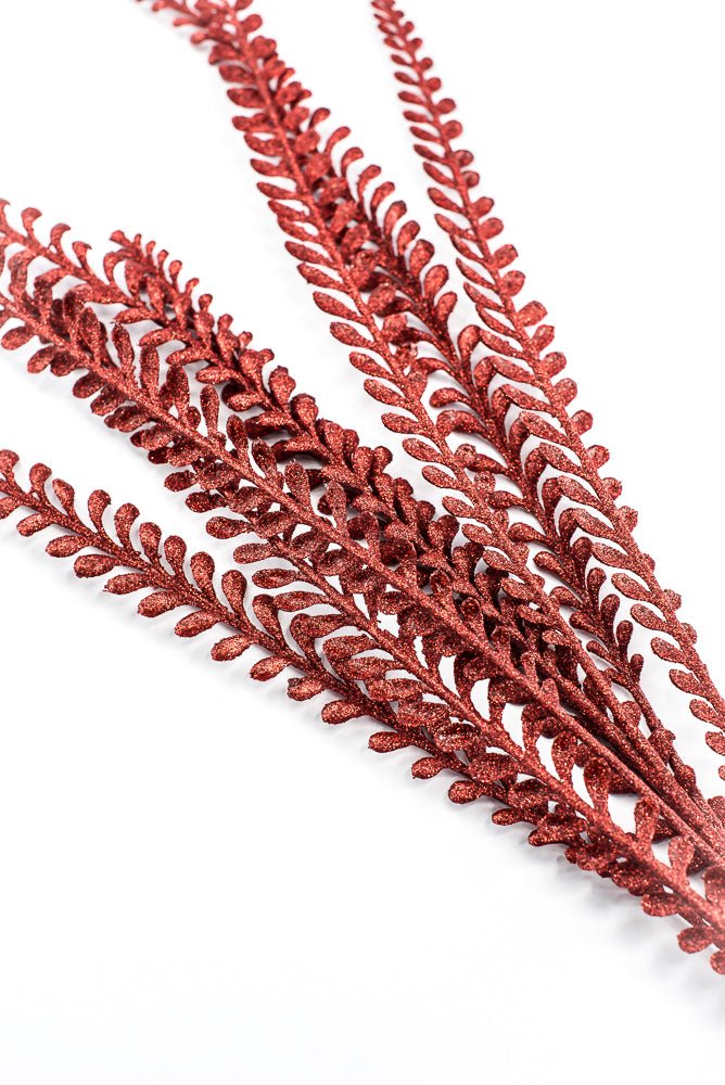 Artificial Red Glitter Leaves Spray - 33" - Greenery MarketSeasonal & Holiday Decorations86890RD