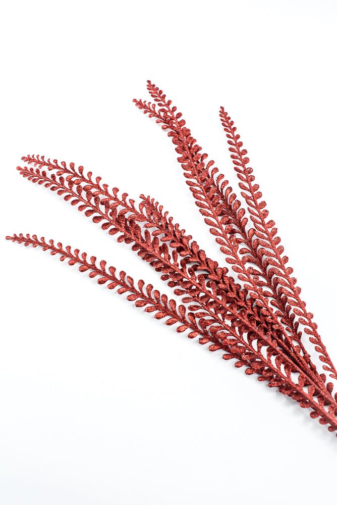 Artificial Red Glitter Leaves Spray - 33" - Greenery MarketSeasonal & Holiday Decorations86890RD