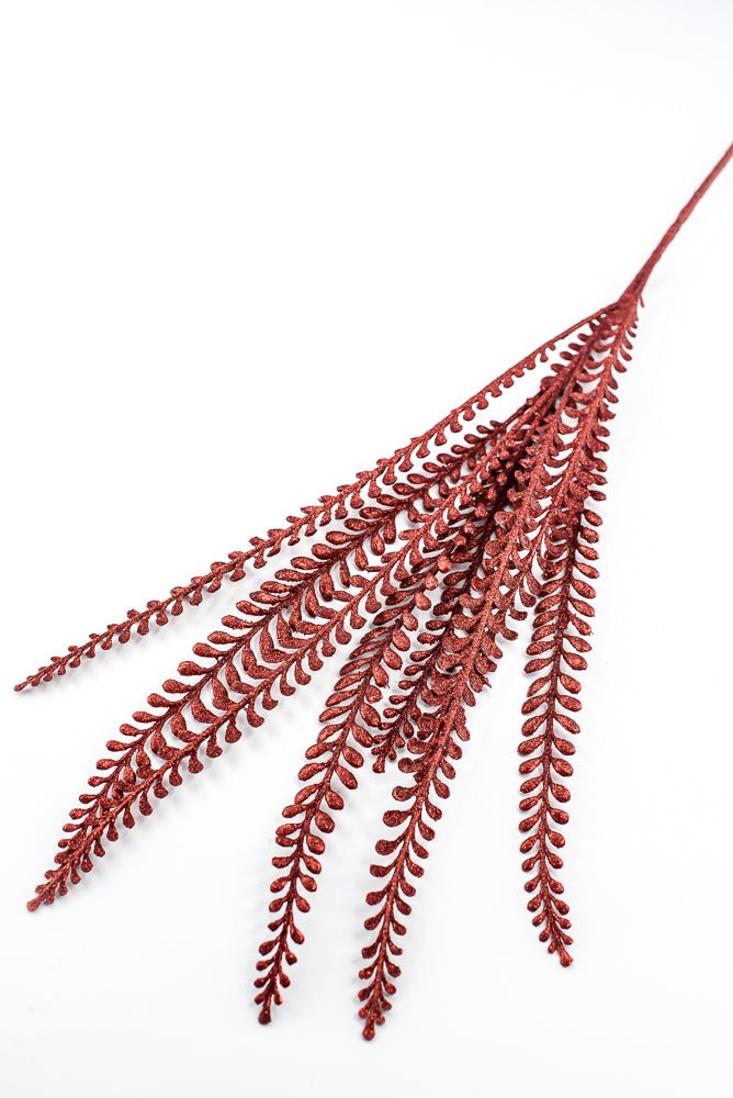 Artificial Red Glitter Leaves Spray - 33" - Greenery MarketSeasonal & Holiday Decorations86890RD