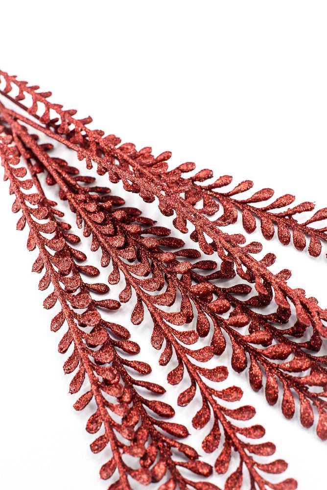 Artificial Red Glitter Leaves Spray - 33" - Greenery MarketSeasonal & Holiday Decorations86890RD