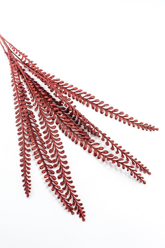 Artificial Red Glitter Leaves Spray - 33" - Greenery MarketSeasonal & Holiday Decorations86890RD